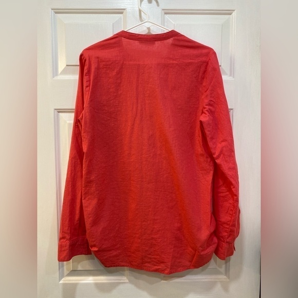 Women's Linen Cotton Blend Pink Button Up Blouse Classic Roll Tab Sleeve Size M - Picture 2 of 10